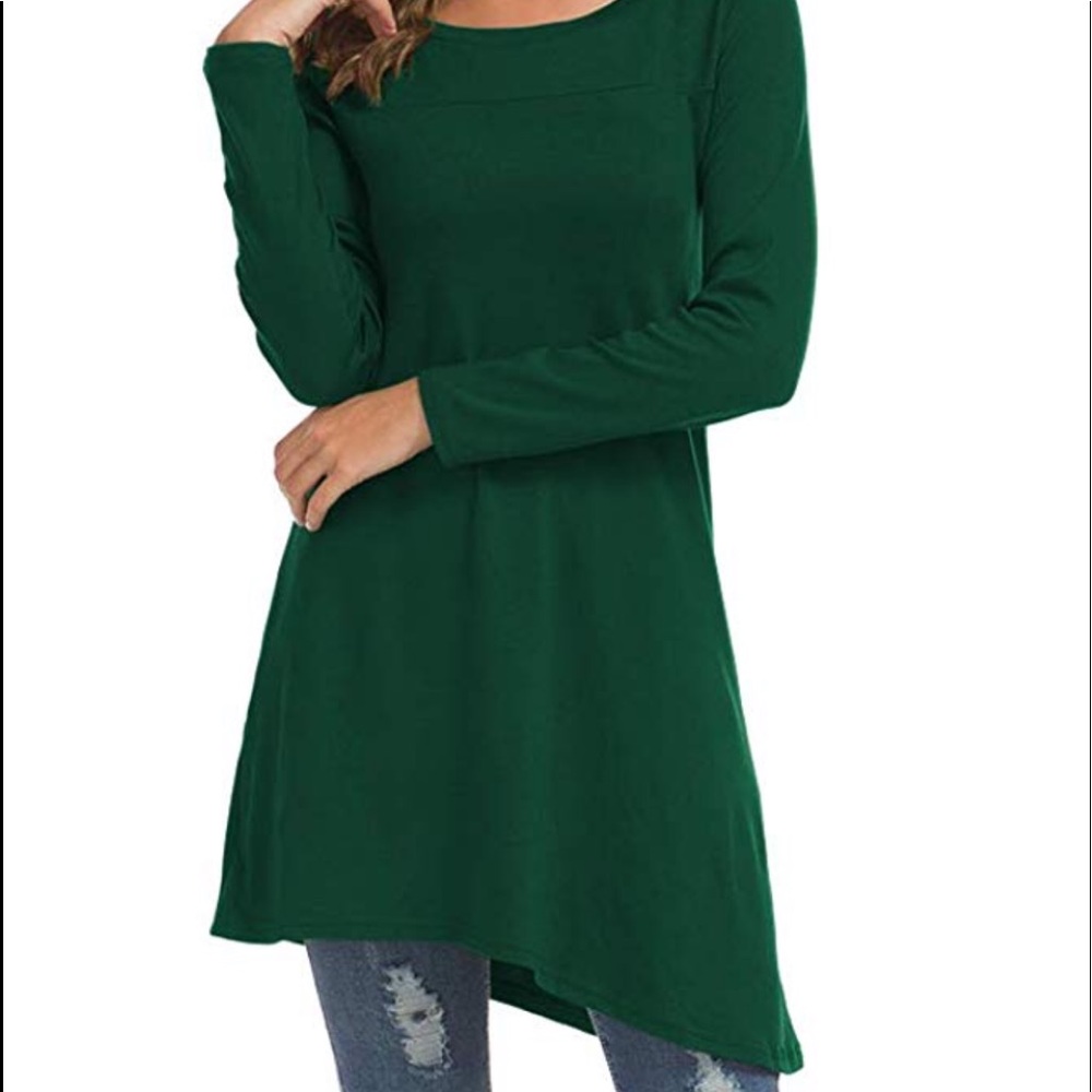 Long Sleeve Round Neck Button Side Tunic Dress NWT